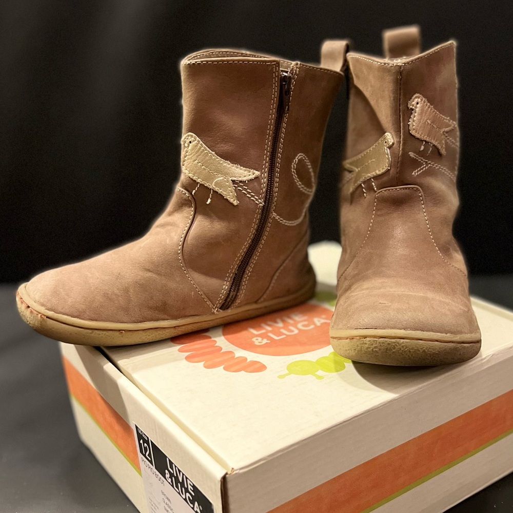 Livie and Luca Pio Pio Leather Bird Boots - Toddler Sz 12 Classic Brown